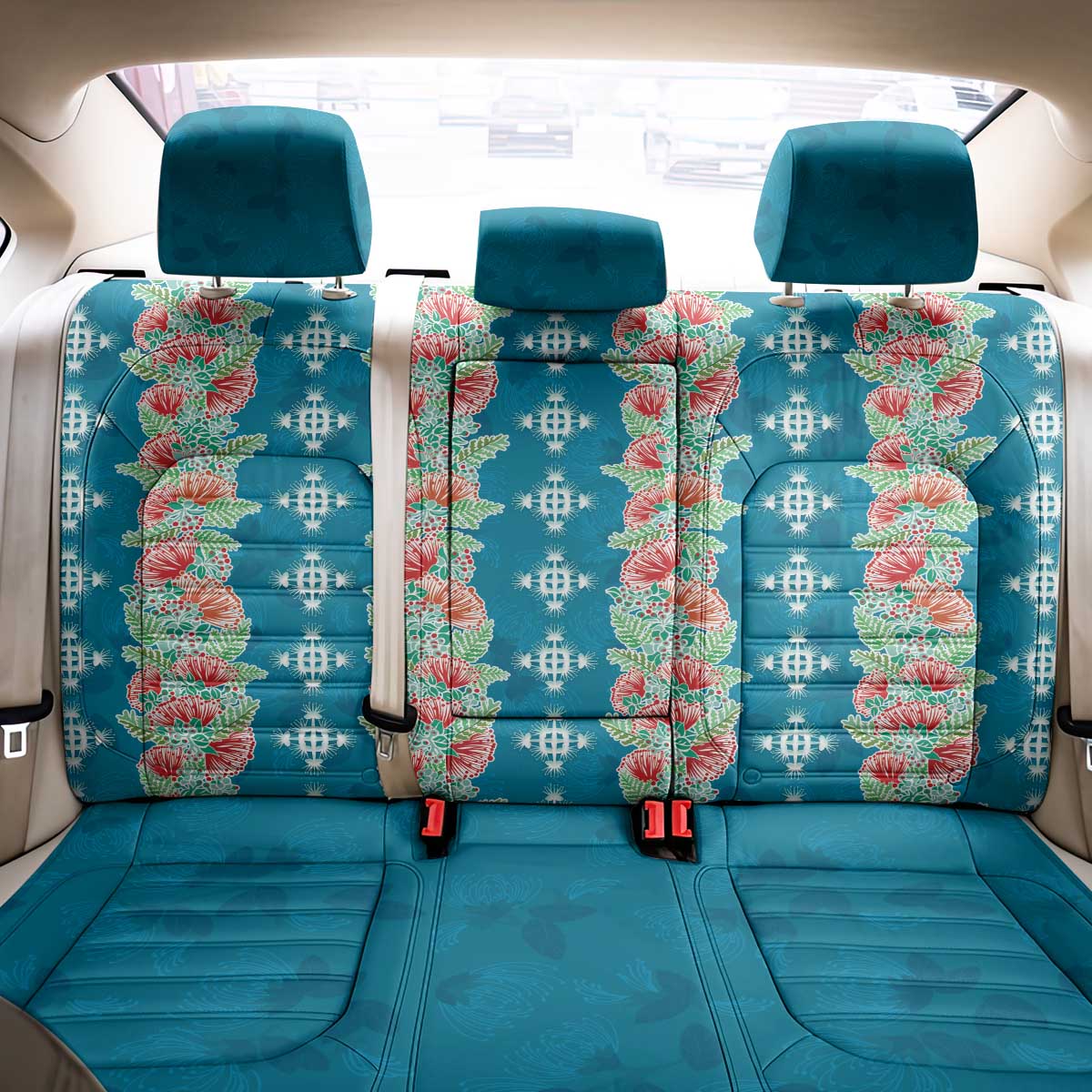 Hawaii Ohia Lehua Back Car Seat Cover Tropical Vibes Teal