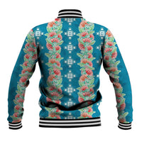 Hawaii Ohia Lehua Baseball Jacket Tropical Vibes Teal LT05 - Polynesian Pride