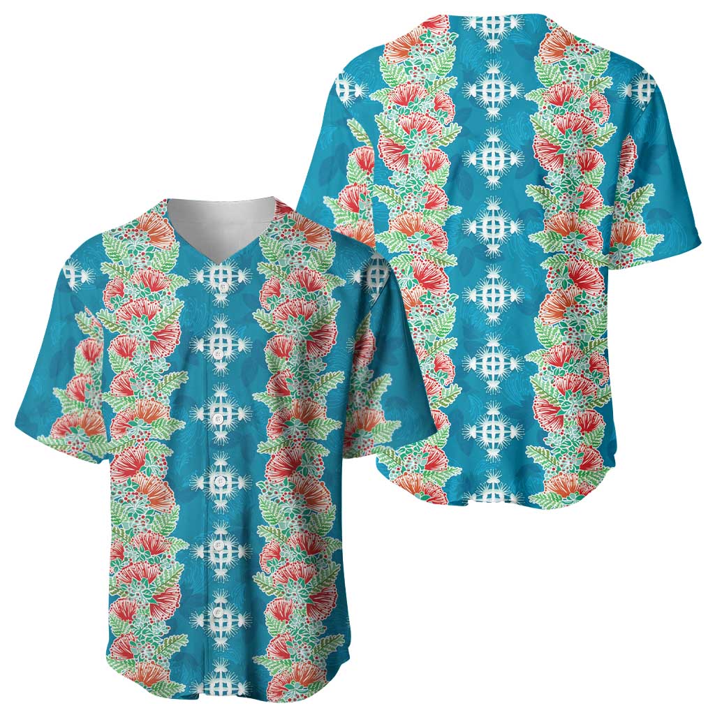 Hawaii Ohia Lehua Baseball Jersey Tropical Vibes Teal LT05 - Polynesian Pride