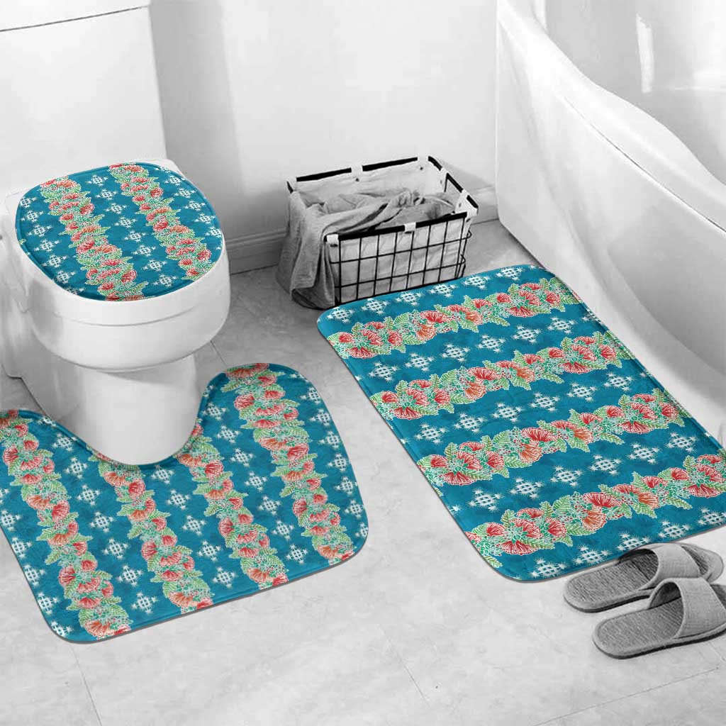 Hawaii Ohia Lehua Bathroom Set Tropical Vibes Teal LT05 Mat Set Only (3 pcs) One Size Teal - Polynesian Pride