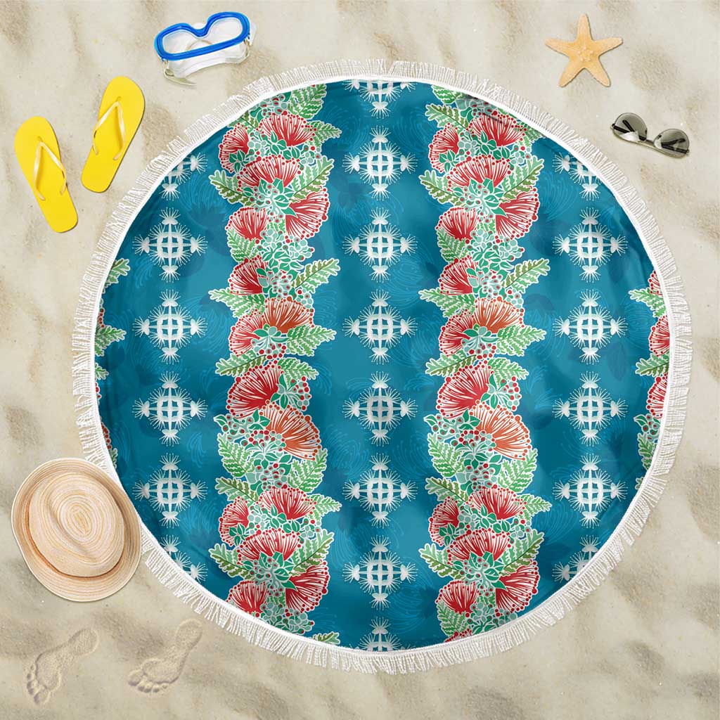 Hawaii Ohia Lehua Beach Blanket Tropical Vibes Teal LT05 One Size 150cm Teal - Polynesian Pride