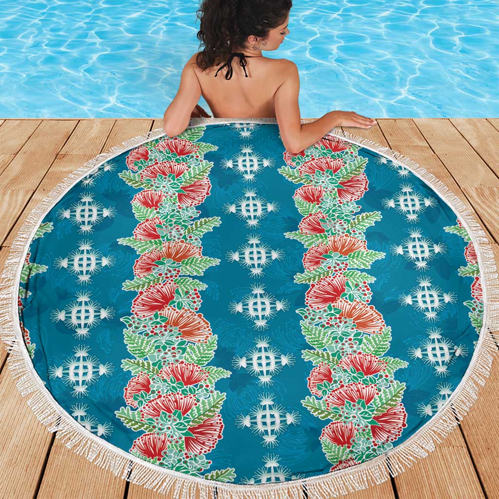 Hawaii Ohia Lehua Beach Blanket Tropical Vibes Teal LT05 - Polynesian Pride