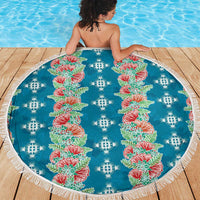 Hawaii Ohia Lehua Beach Blanket Tropical Vibes Teal LT05 - Polynesian Pride