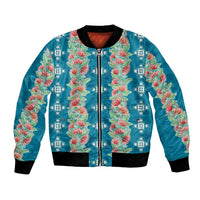 Hawaii Ohia Lehua Bomber Jacket Tropical Vibes Teal LT05 Unisex Teal - Polynesian Pride