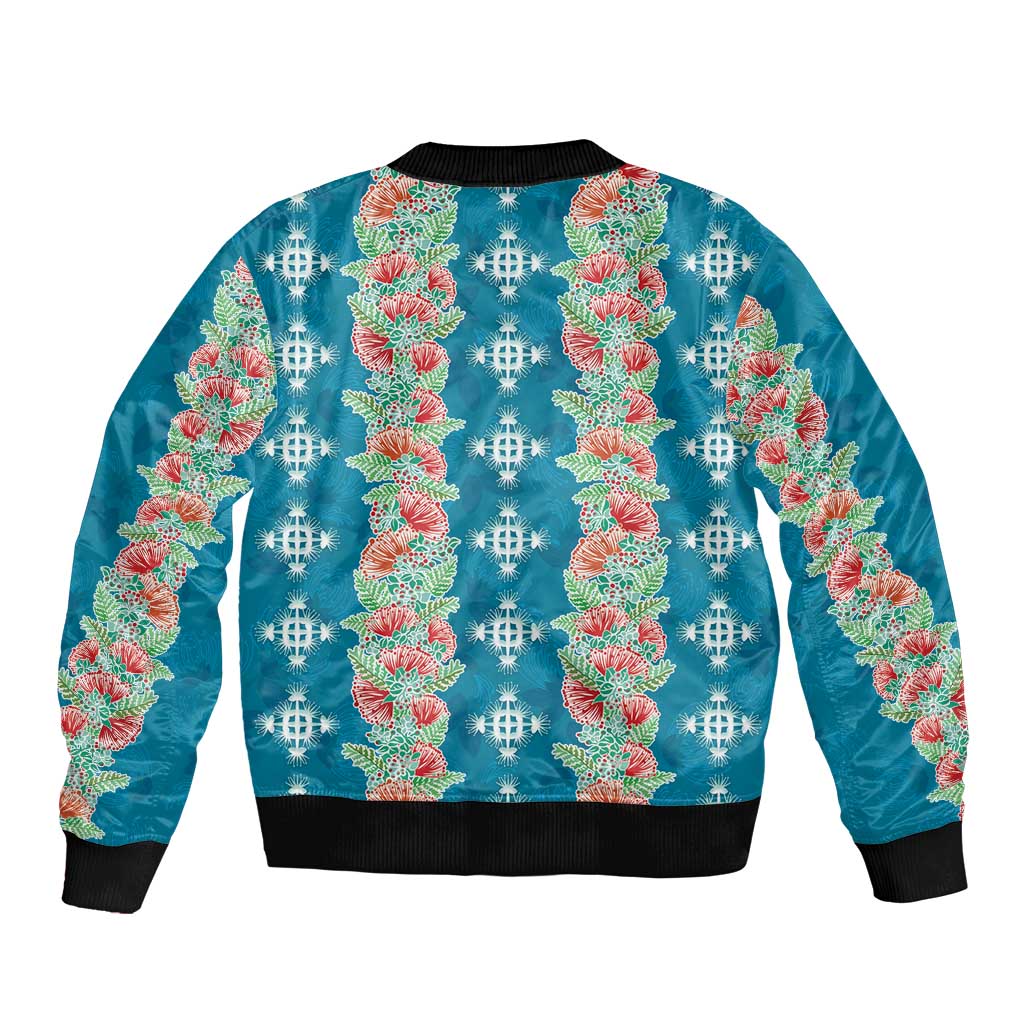 Hawaii Ohia Lehua Bomber Jacket Tropical Vibes Teal LT05 - Polynesian Pride