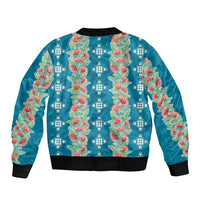Hawaii Ohia Lehua Bomber Jacket Tropical Vibes Teal LT05 - Polynesian Pride