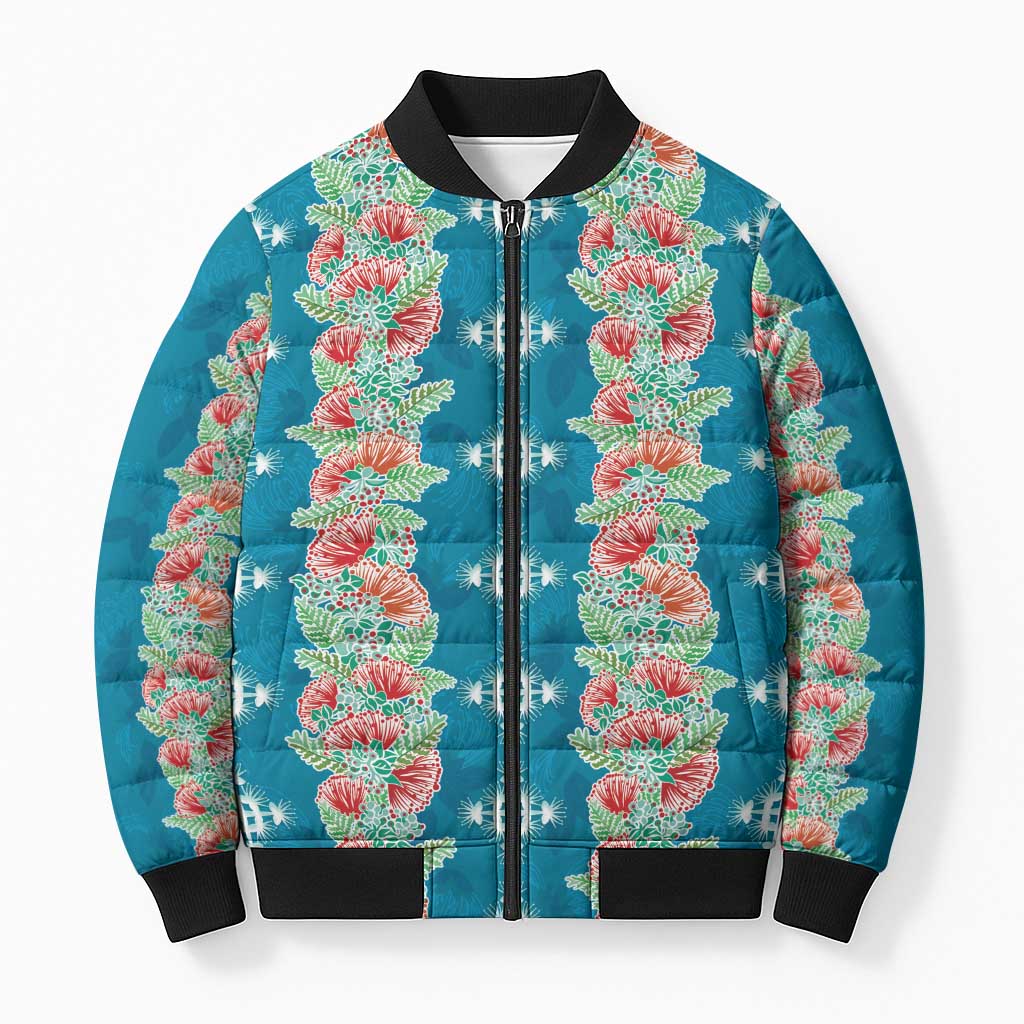Hawaii Ohia Lehua Bomber Puffer Jacket Tropical Vibes Teal LT05 Unisex Teal - Polynesian Pride