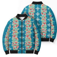 Hawaii Ohia Lehua Bomber Puffer Jacket Tropical Vibes Teal LT05 - Polynesian Pride