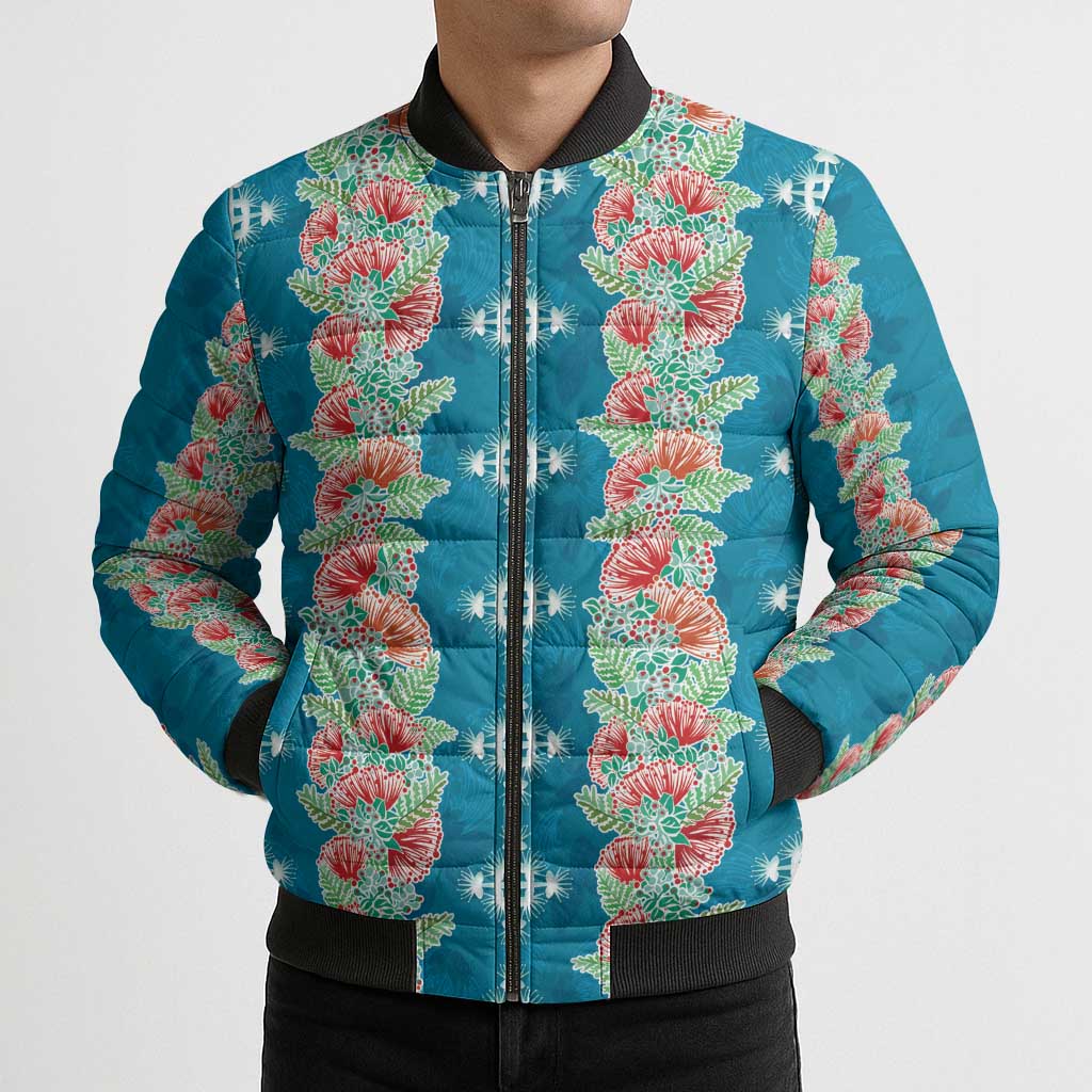Hawaii Ohia Lehua Bomber Puffer Jacket Tropical Vibes Teal LT05 - Polynesian Pride