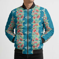 Hawaii Ohia Lehua Bomber Puffer Jacket Tropical Vibes Teal LT05 - Polynesian Pride