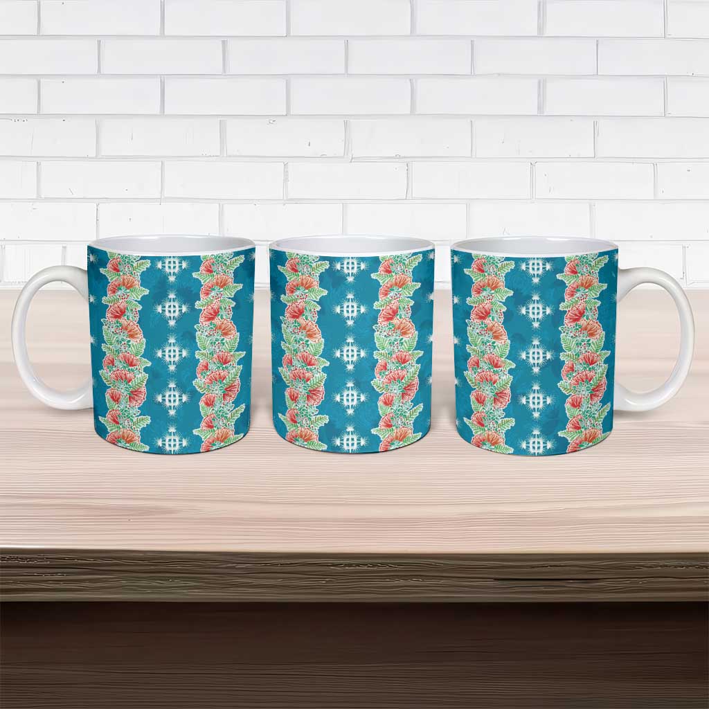 Hawaii Ohia Lehua Ceramic Mug Tropical Vibes Teal LT05 - Polynesian Pride