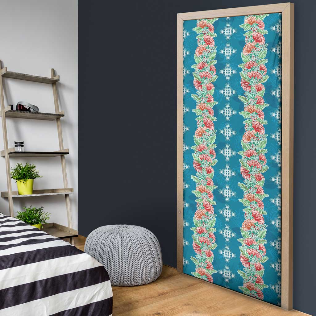 Hawaii Ohia Lehua Door Cover Tropical Vibes Teal LT05 - Polynesian Pride