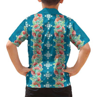Hawaii Ohia Lehua Family Matching Mermaid Dress and Hawaiian Shirt Tropical Vibes Teal