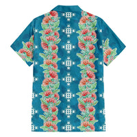 Hawaii Ohia Lehua Family Matching Mermaid Dress and Hawaiian Shirt Tropical Vibes Teal