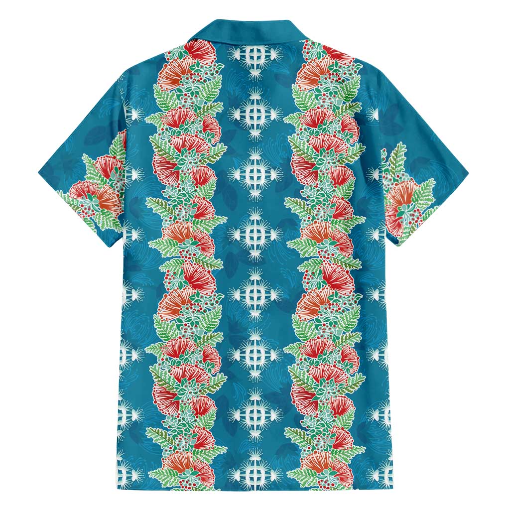 Hawaii Ohia Lehua Family Matching Off The Shoulder Long Sleeve Dress and Hawaiian Shirt Tropical Vibes Teal