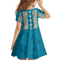 Hawaii Ohia Lehua Family Matching Off Shoulder Maxi Dress and Hawaiian Shirt Tropical Vibes Teal