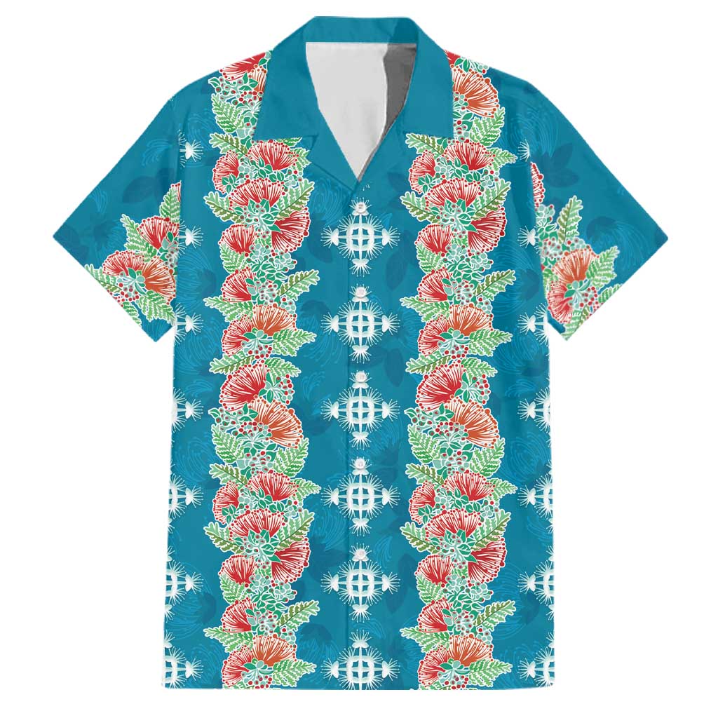 Hawaii Ohia Lehua Family Matching Off Shoulder Maxi Dress and Hawaiian Shirt Tropical Vibes Teal
