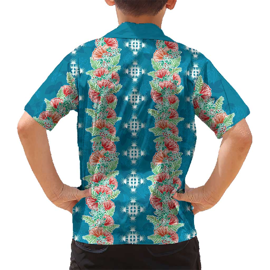 Hawaii Ohia Lehua Family Matching Off Shoulder Short Dress and Hawaiian Shirt Tropical Vibes Teal