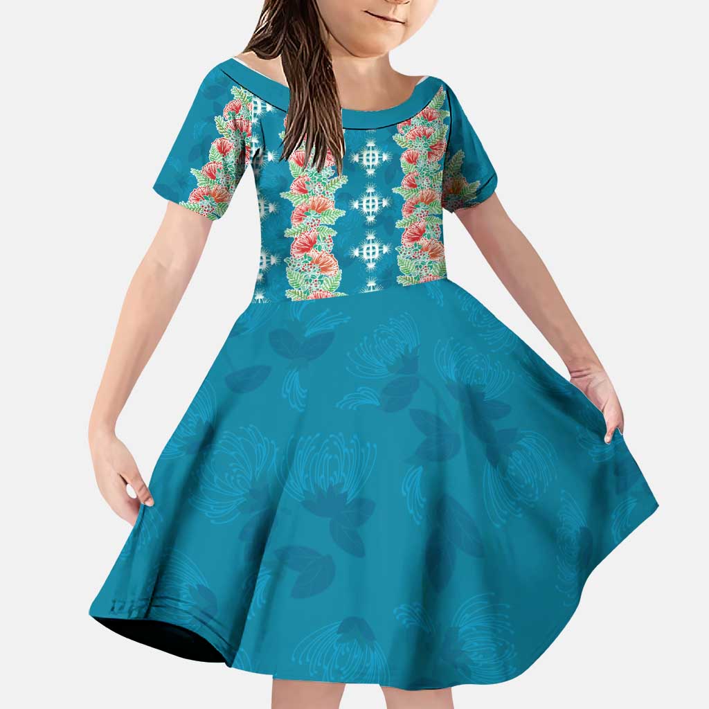 Hawaii Ohia Lehua Family Matching Short Sleeve Bodycon Dress and Hawaiian Shirt Tropical Vibes Teal