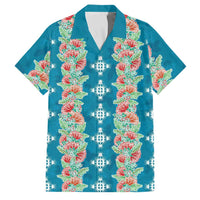 Hawaii Ohia Lehua Family Matching Tank Maxi Dress and Hawaiian Shirt Tropical Vibes Teal