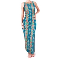 Hawaii Ohia Lehua Family Matching Tank Maxi Dress and Hawaiian Shirt Tropical Vibes Teal