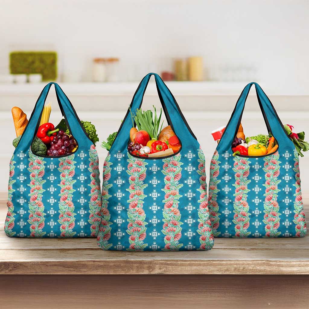 Hawaii Ohia Lehua Grocery Bag Tropical Vibes Teal LT05 3-pack One Size Teal - Polynesian Pride