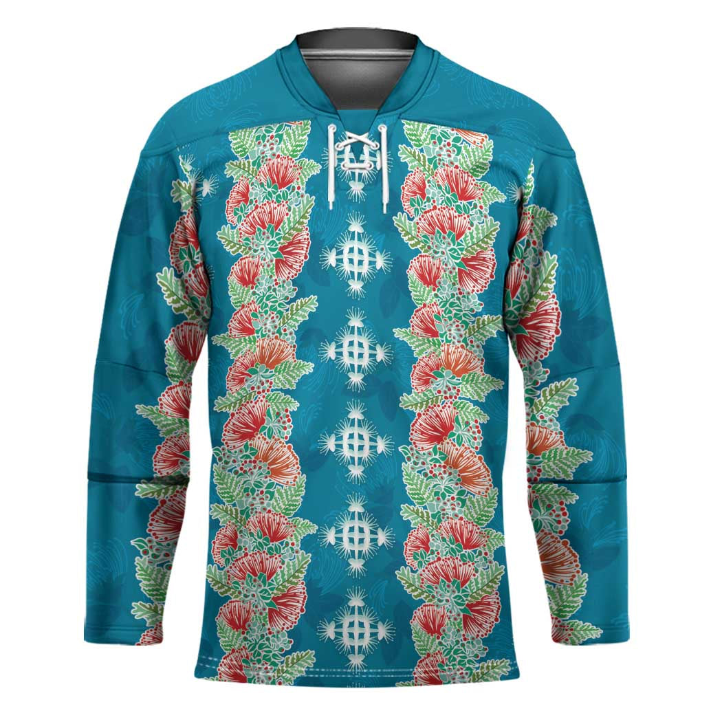 Hawaii Ohia Lehua Hockey Jersey Tropical Vibes Teal LT05 Unisex Teal - Polynesian Pride