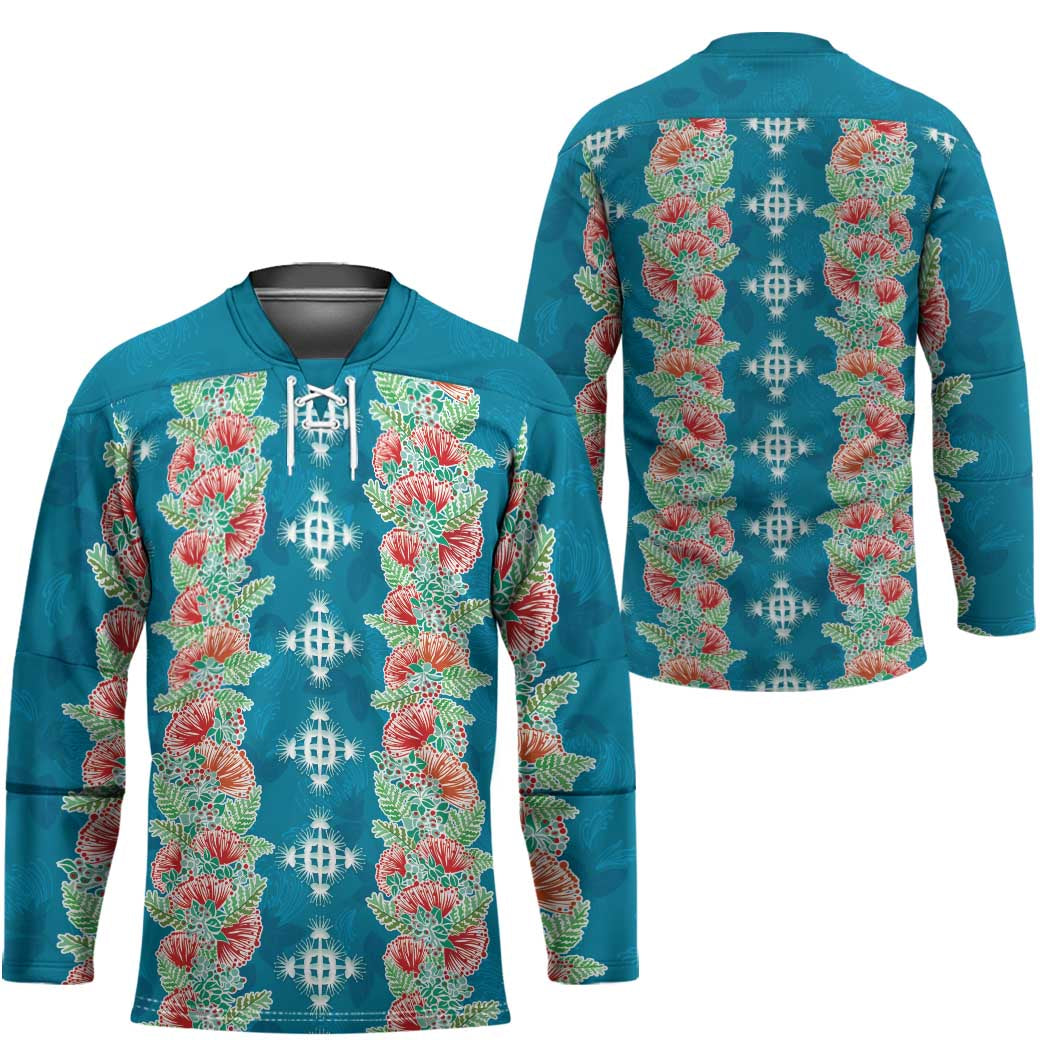 Hawaii Ohia Lehua Hockey Jersey Tropical Vibes Teal LT05 - Polynesian Pride