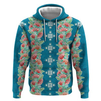 Hawaii Ohia Lehua Hoodie Tropical Vibes Teal