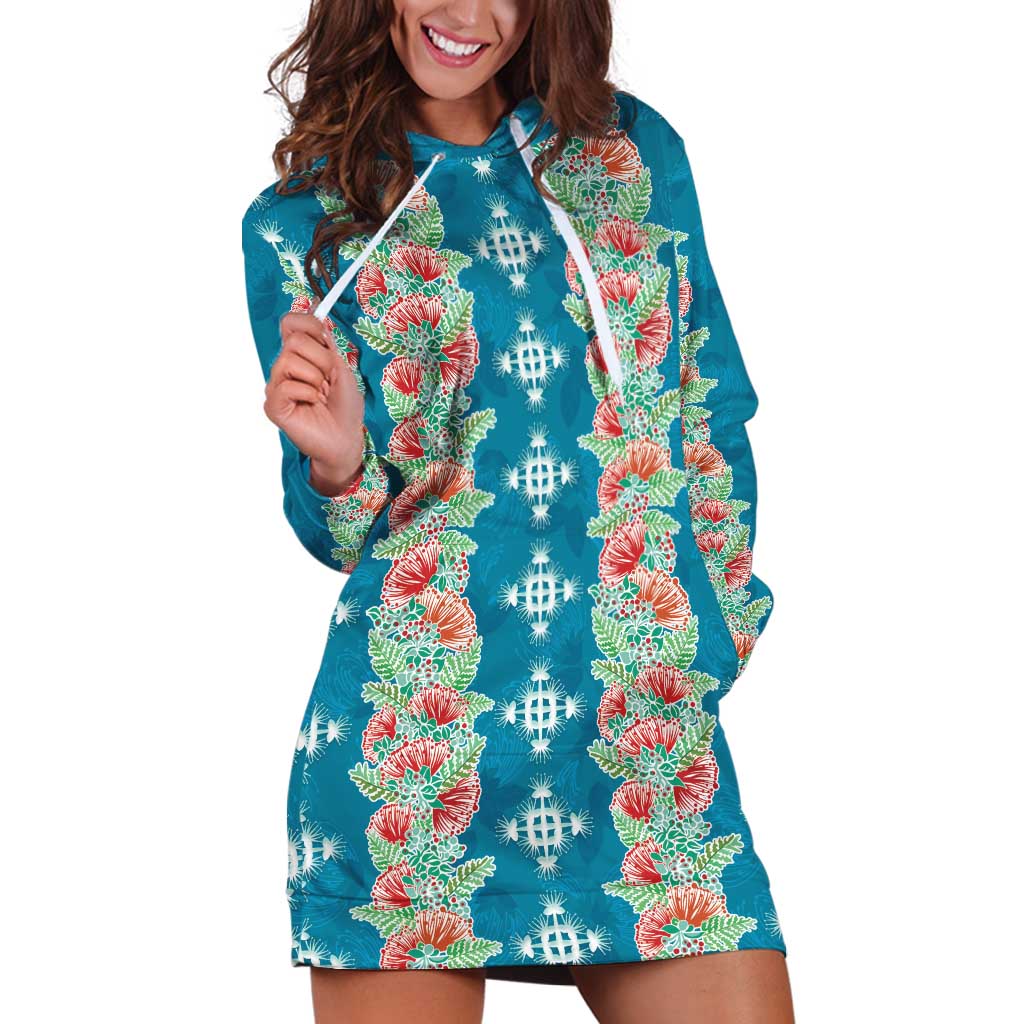 Hawaii Ohia Lehua Hoodie Dress Tropical Vibes Teal LT05 Teal - Polynesian Pride