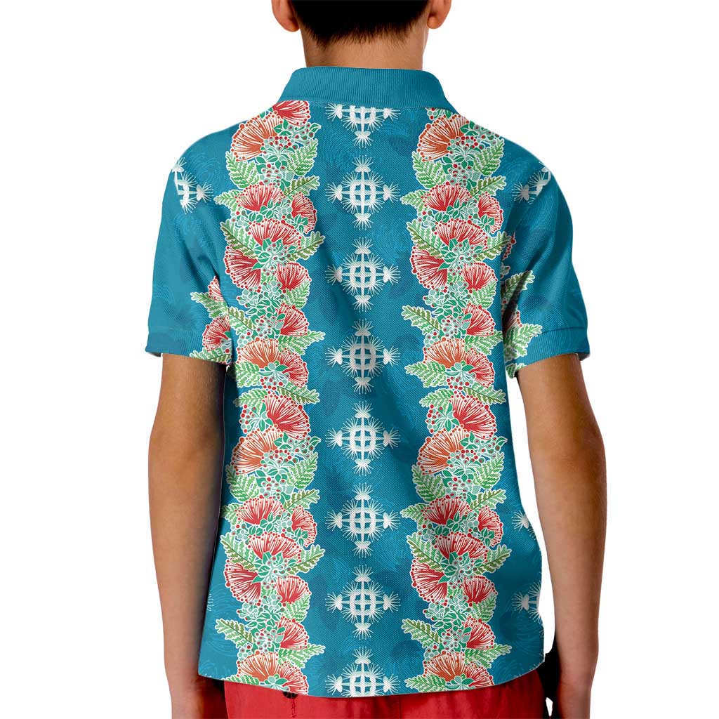 Hawaii Ohia Lehua Kid Polo Shirt Tropical Vibes Teal LT05 - Polynesian Pride