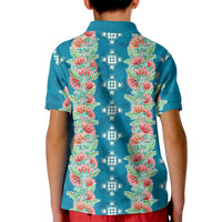 Hawaii Ohia Lehua Kid Polo Shirt Tropical Vibes Teal LT05 - Polynesian Pride
