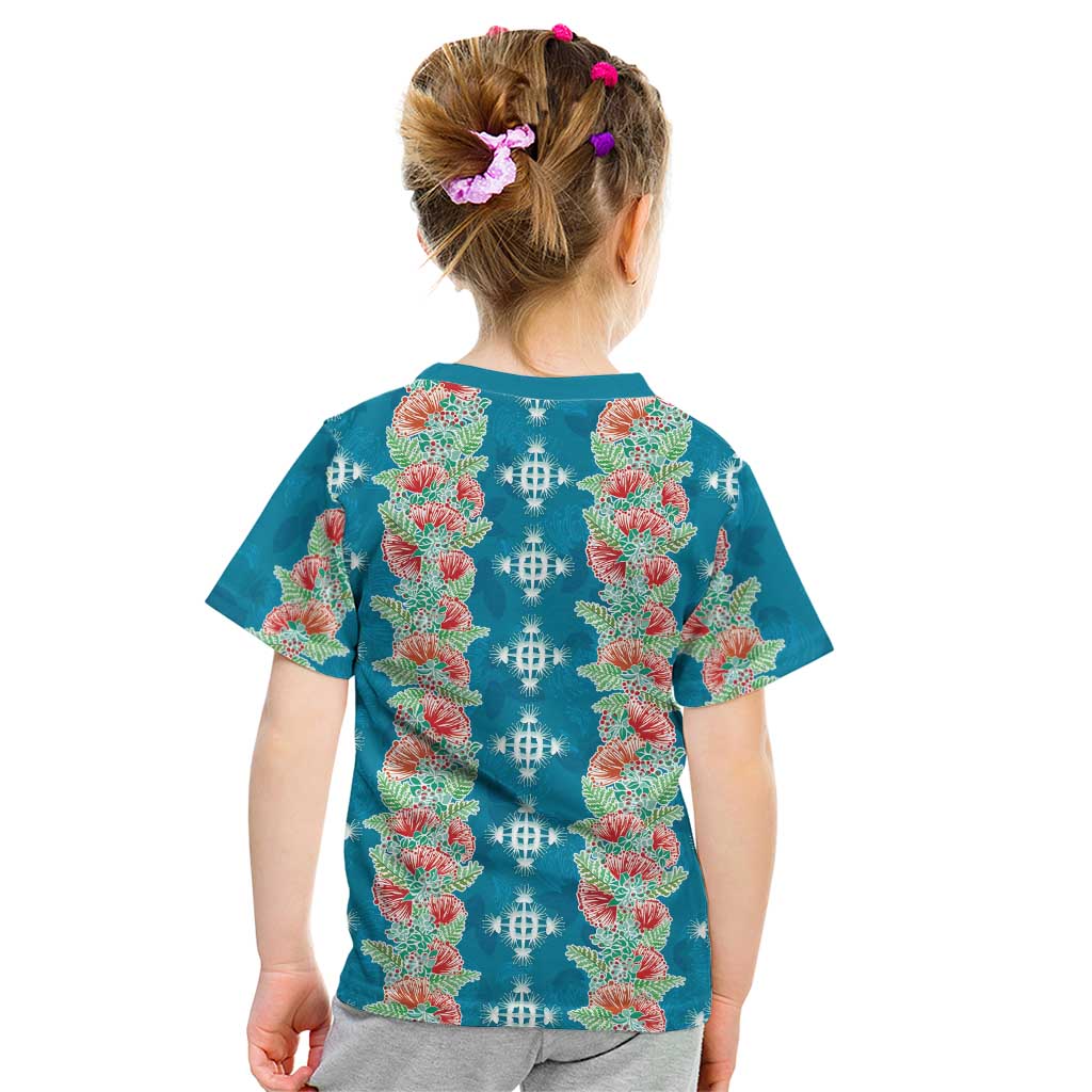 Hawaii Ohia Lehua Kid T Shirt Tropical Vibes Teal LT05 - Polynesian Pride