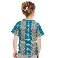 Hawaii Ohia Lehua Kid T Shirt Tropical Vibes Teal LT05 - Polynesian Pride