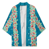 Hawaii Ohia Lehua Kimono Tropical Vibes Teal LT05 Unisex Teal - Polynesian Pride