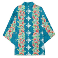 Hawaii Ohia Lehua Kimono Tropical Vibes Teal LT05 - Polynesian Pride