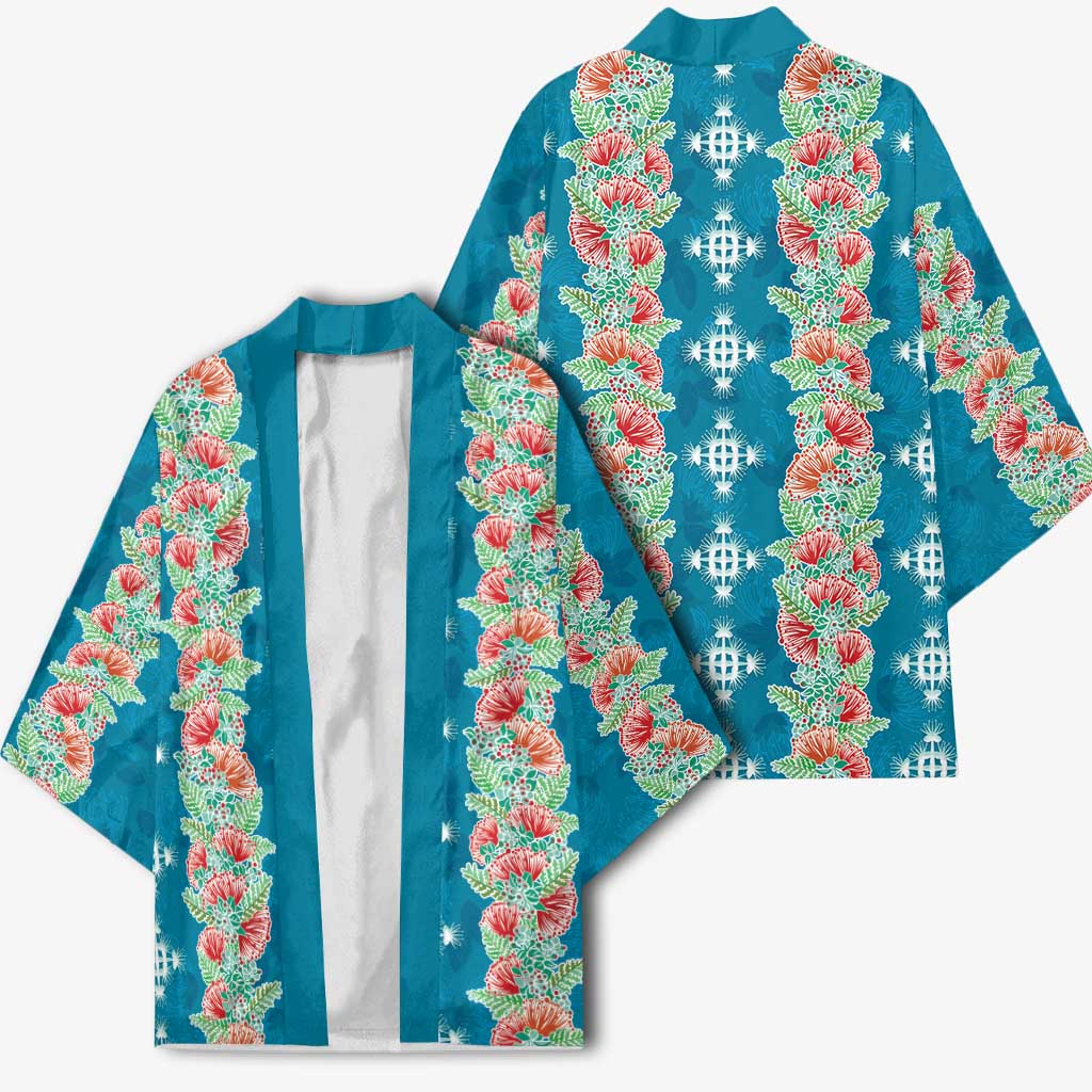 Hawaii Ohia Lehua Kimono Tropical Vibes Teal LT05 - Polynesian Pride