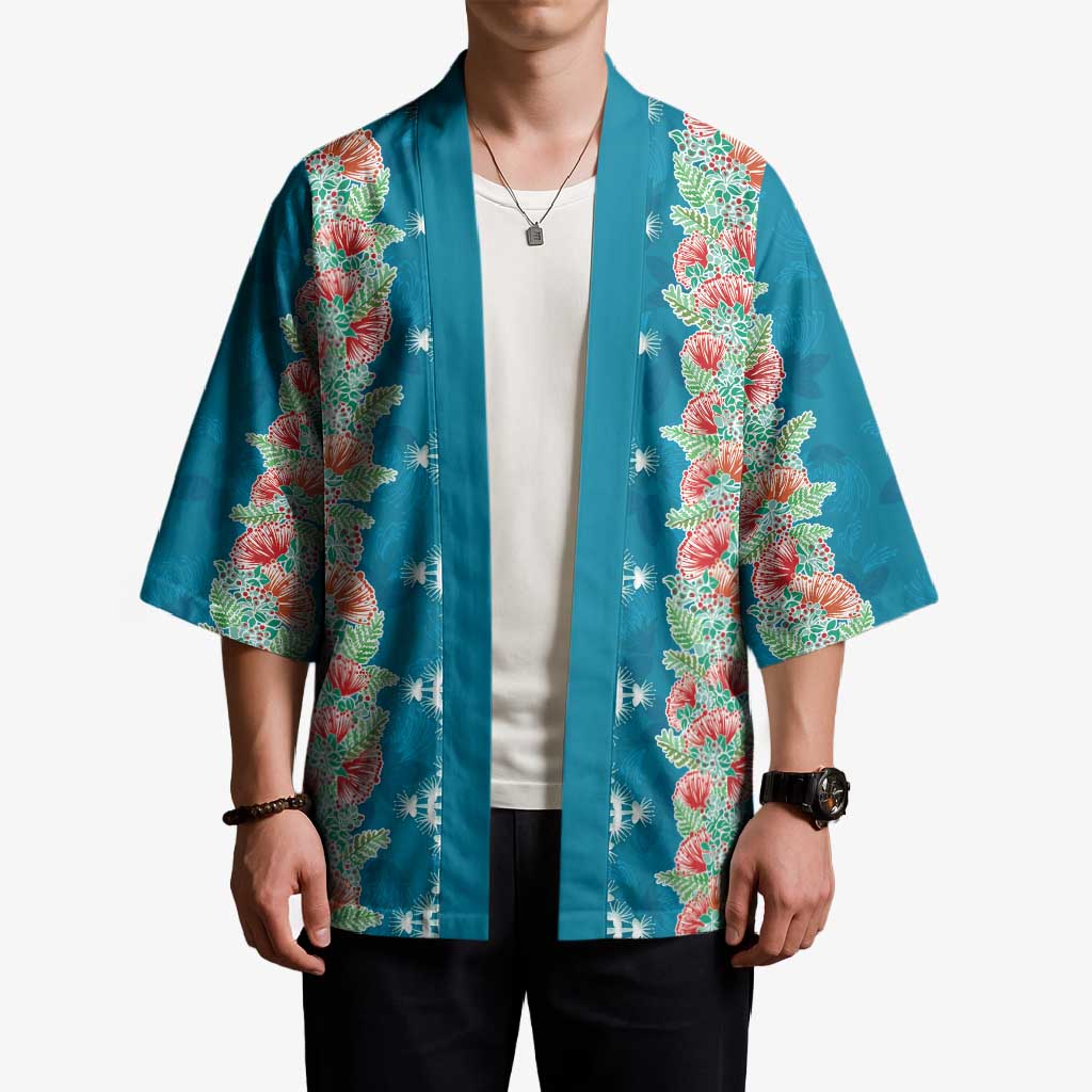 Hawaii Ohia Lehua Kimono Tropical Vibes Teal LT05 - Polynesian Pride