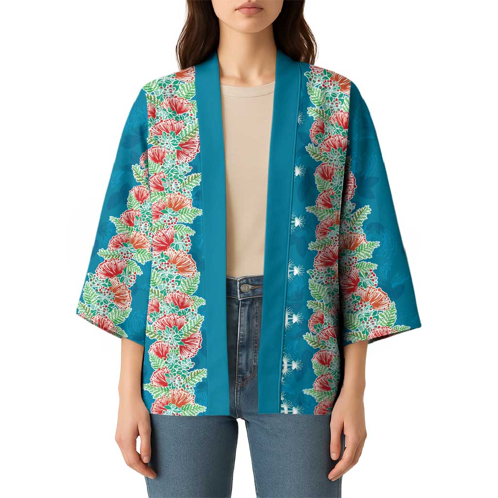 Hawaii Ohia Lehua Kimono Tropical Vibes Teal LT05 - Polynesian Pride