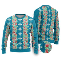 Hawaii Ohia Lehua Ugly Christmas Sweater Tropical Vibes Teal LT05 Teal - Polynesian Pride