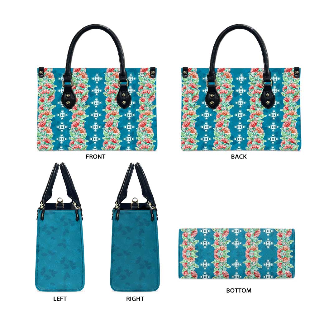 Hawaii Ohia Lehua Leather Bag Tropical Vibes Teal LT05 - Polynesian Pride