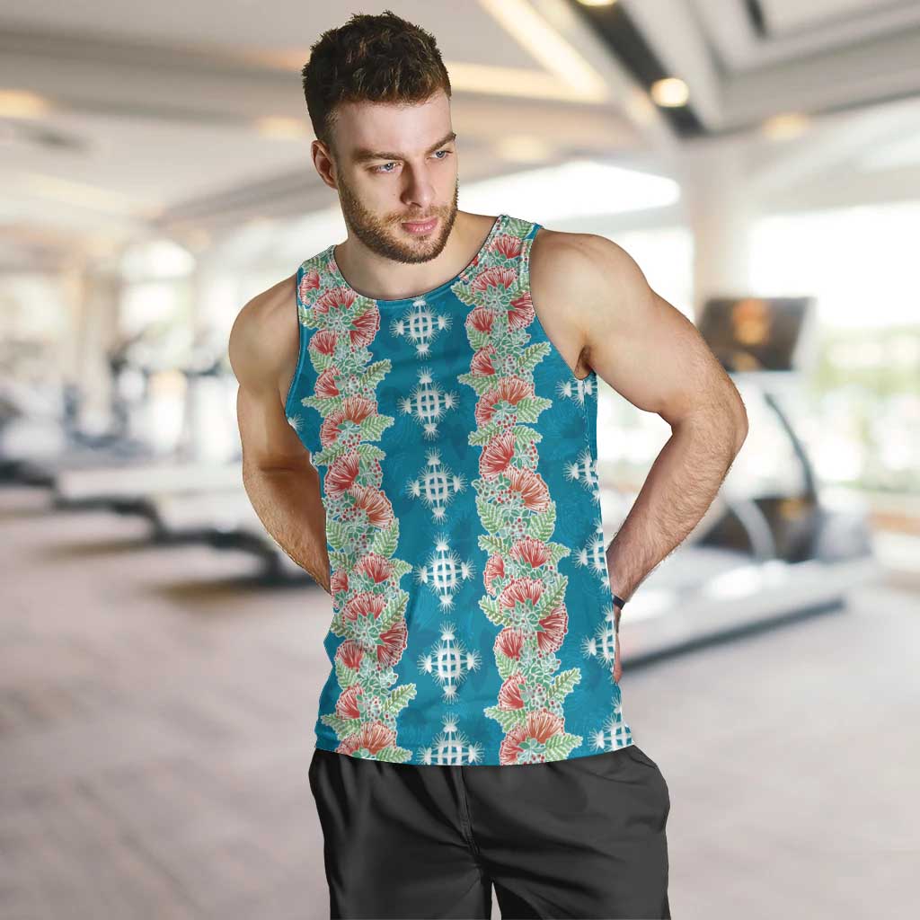 Hawaii Ohia Lehua Men Tank Top Tropical Vibes Teal LT05 Teal - Polynesian Pride