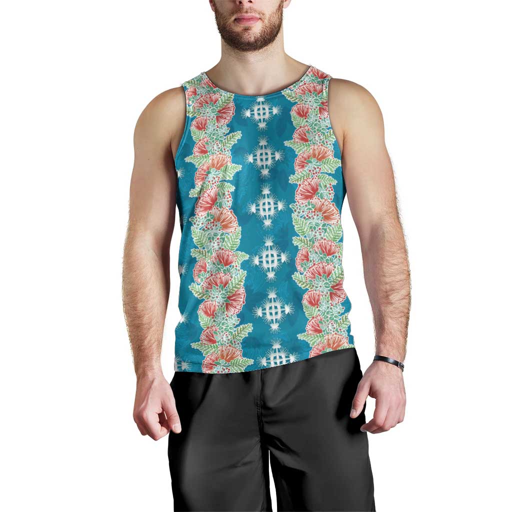 Hawaii Ohia Lehua Men Tank Top Tropical Vibes Teal LT05 - Polynesian Pride