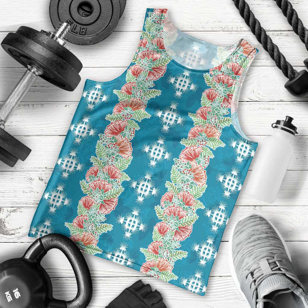 Hawaii Ohia Lehua Men Tank Top Tropical Vibes Teal LT05 - Polynesian Pride
