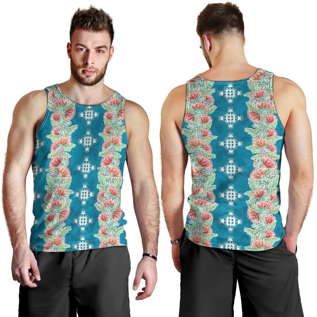 Hawaii Ohia Lehua Men Tank Top Tropical Vibes Teal LT05 - Polynesian Pride
