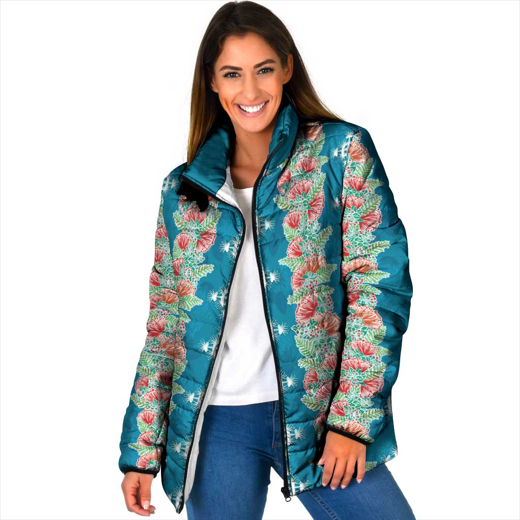 Hawaii Ohia Lehua Padded Jacket Tropical Vibes Teal LT05 Women Teal - Polynesian Pride