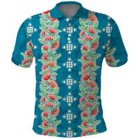 Hawaii Ohia Lehua Polo Shirt Tropical Vibes Teal LT05 Teal - Polynesian Pride