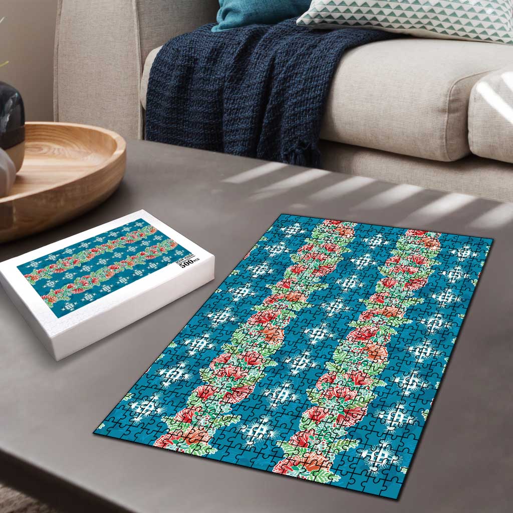 Hawaii Ohia Lehua Puzzle Tropical Vibes Teal LT05 - Polynesian Pride