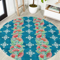 Hawaii Ohia Lehua Round Carpet Tropical Vibes Teal