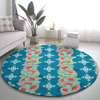 Hawaii Ohia Lehua Round Carpet Tropical Vibes Teal